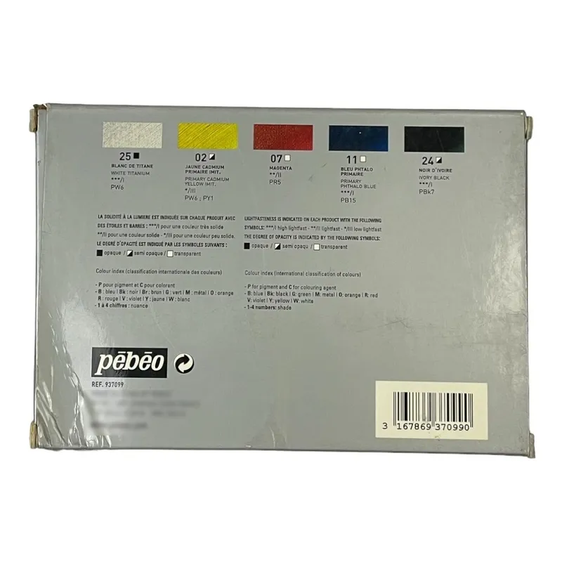 coffret de 5 tubes 37 ml de peinture à l'huile fine Pébéo Studio XL couleurs primaires – Image 2